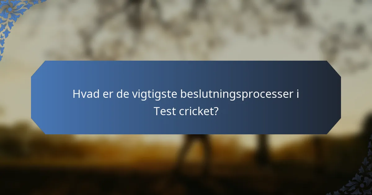 Hvad er de vigtigste beslutningsprocesser i Test cricket?