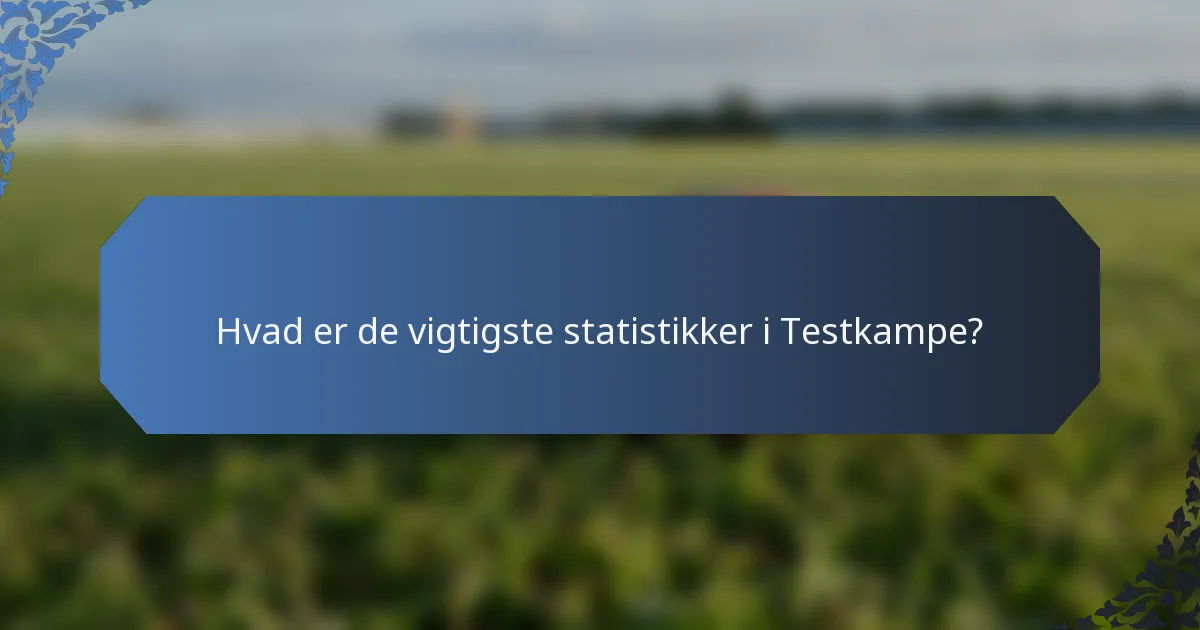 Hvad er de vigtigste statistikker i Testkampe?