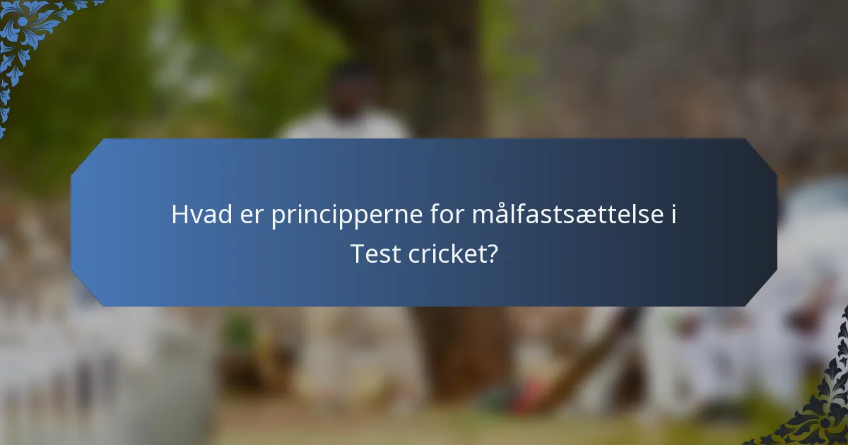 Hvad er principperne for målfastsættelse i Test cricket?
