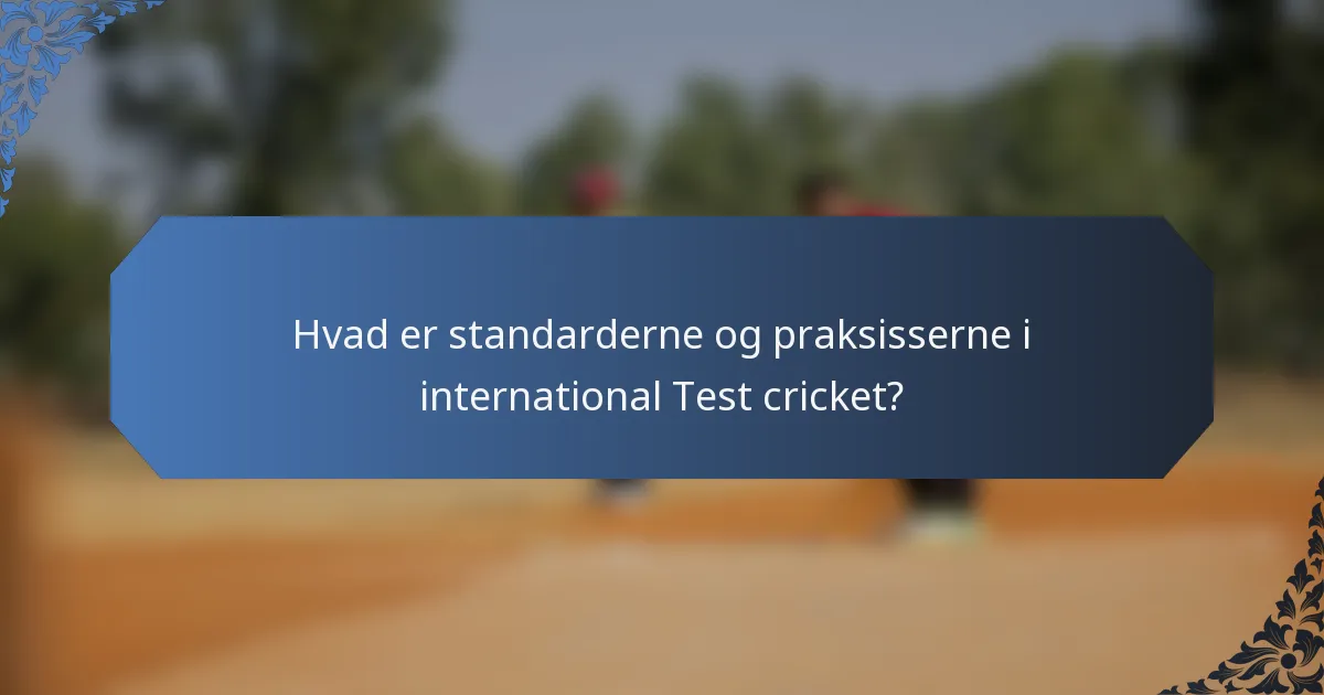 Hvad er standarderne og praksisserne i international Test cricket?