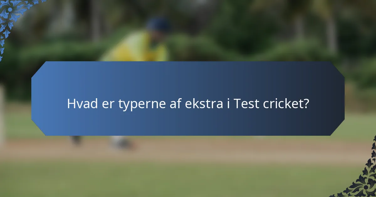 Hvad er typerne af ekstra i Test cricket?