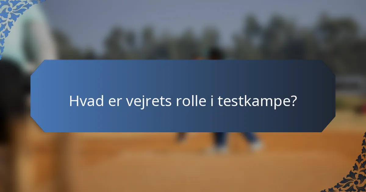Hvad er vejrets rolle i testkampe?