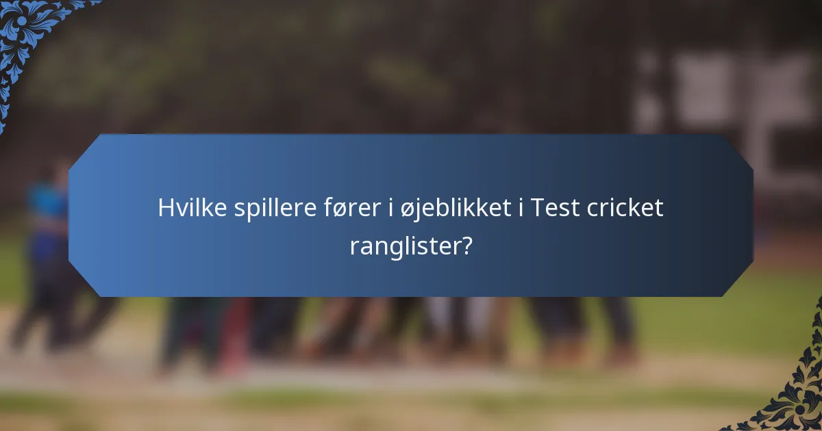 Hvilke spillere fører i øjeblikket i Test cricket ranglister?