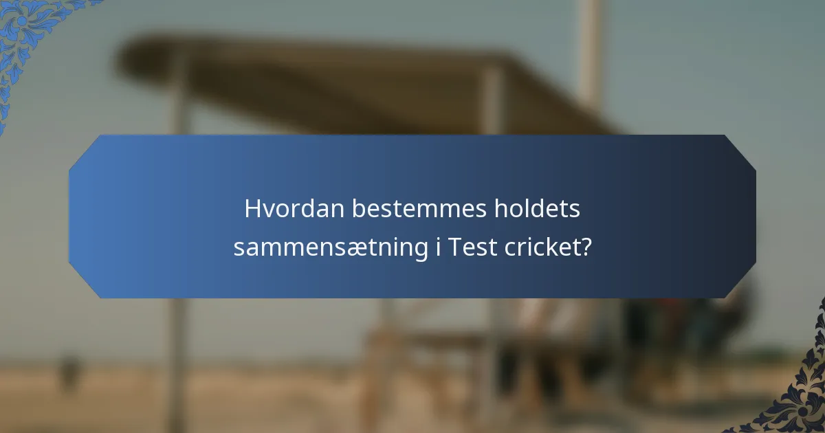 Hvordan bestemmes holdets sammensætning i Test cricket?